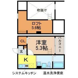 CASA UNO(1K/2階)の間取り写真