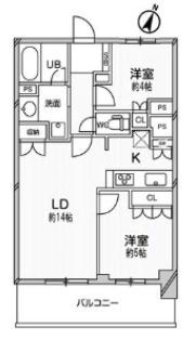 ドゥーエ大宮(2LDK/12階)の間取り写真