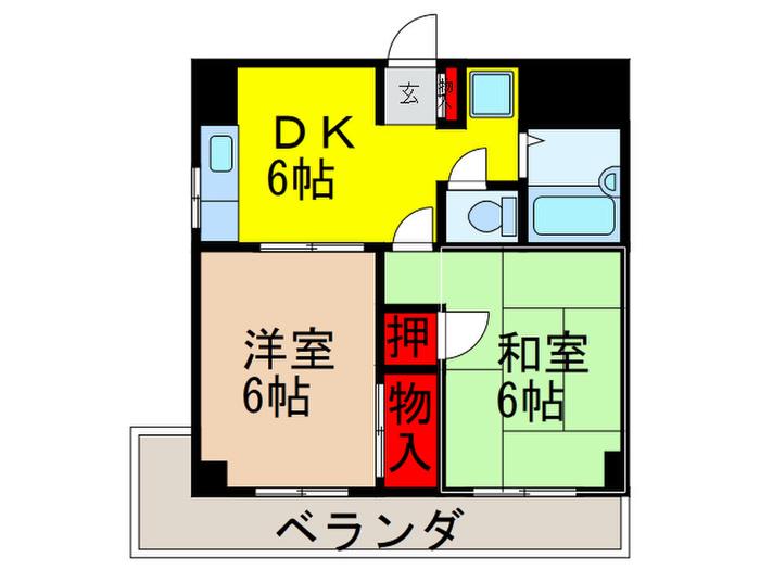 カサエルマーナ(2DK/4階)の間取り写真