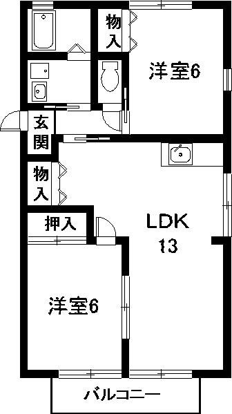 カーサ・ヴェルデ(2LDK/1階)の間取り写真
