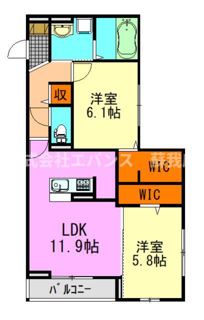 K・TELLUS(2LDK/1階)の間取り写真