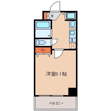 プレサンス神戸プレシャス(1K/2階)の間取り写真
