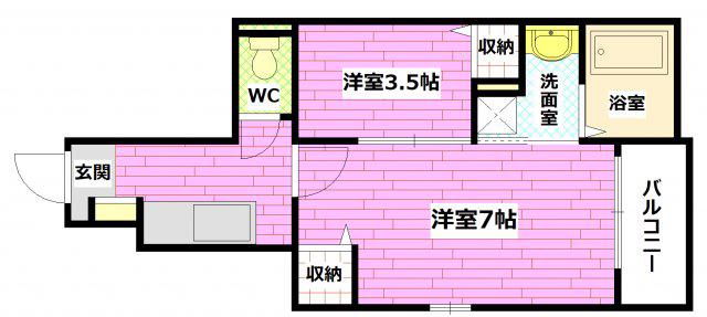 グラシオッソーレII(1LDK/1階)の間取り写真