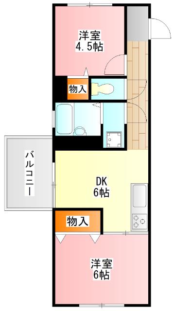 豊田第3コーポラス(2DK/2階)の間取り写真