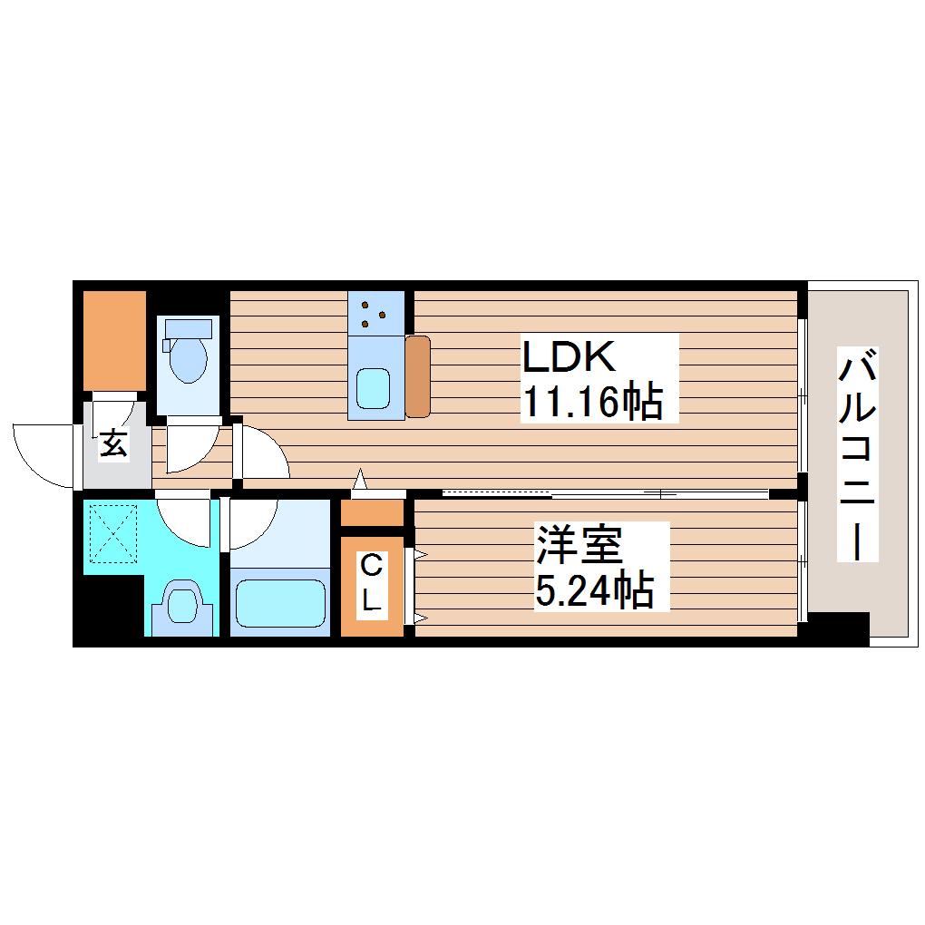 MTIマンション仙台卸町(1LDK/5階)の間取り写真