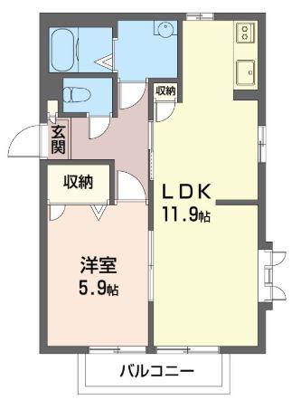 エクレールI(1LDK/2階)の間取り写真