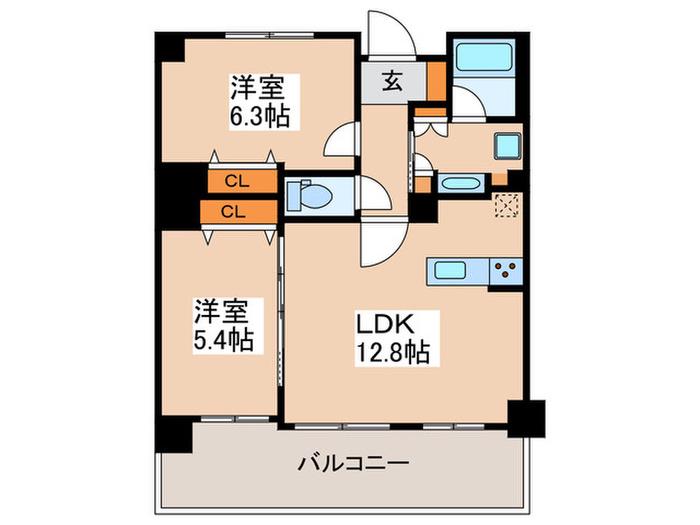 びゅうパルク笹塚(2LDK/5階)の間取り写真
