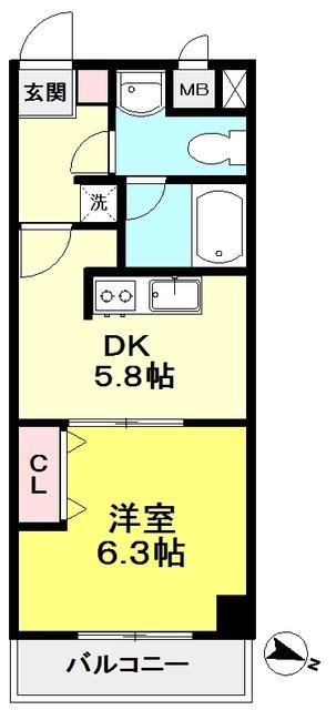 セレステ仙川(1DK/4階)の間取り写真