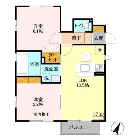 プリマベラ菅野(2LDK/1階)の間取り写真