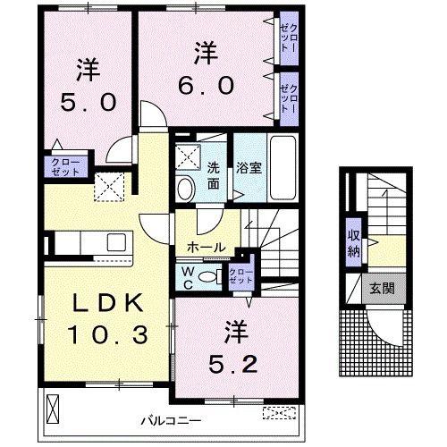スズラン C(3LDK/2階)の間取り写真