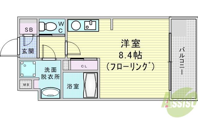 ドゥーエ江坂3(ワンルーム/15階)の間取り写真