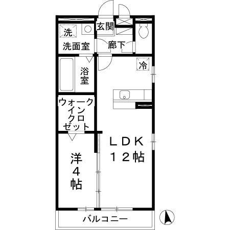 パークサイド渋川(1LDK/3階)の間取り写真