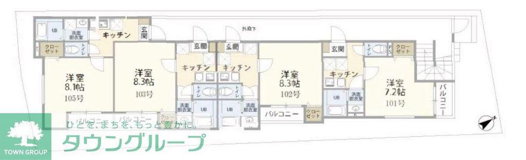 マザーユニックス船橋本町(1K/1階)の間取り写真