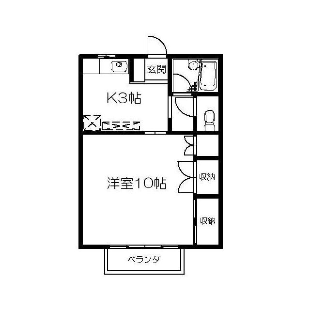 セジュール西村F(1K/2階)の間取り写真