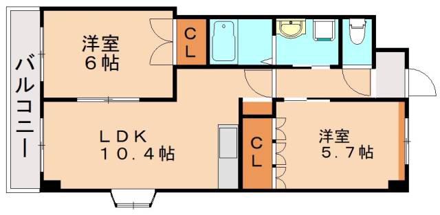 フォレストコージャック(2LDK/2階)の間取り写真