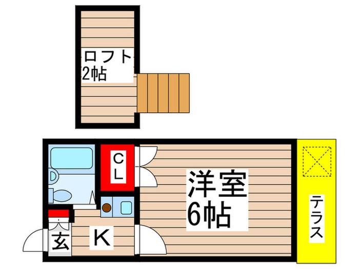 FLEX本千葉(1K/1階)の間取り写真