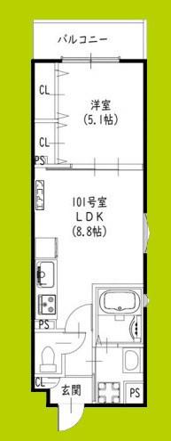 クリエオーレ北伊丹(1LDK/3階)の間取り写真