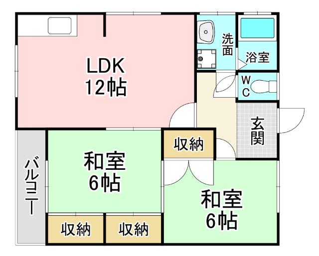 第5センターコーポ(2LDK/2階)の間取り写真