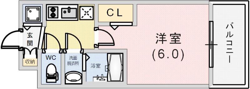 ファーストフィオーレ神戸スペラーレ(1K/14階)の間取り写真