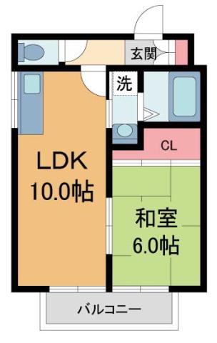 ブルーハイツ(1LDK/2階)の間取り写真