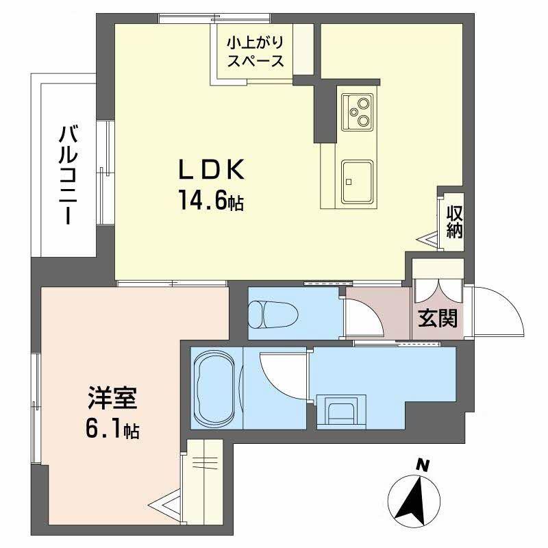 弓張月 上杉(1LDK/3階)の間取り写真