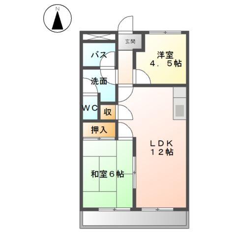 エスポワール滝の水(2LDK/2階)の間取り写真