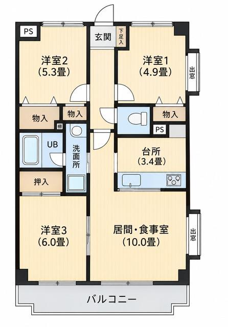 グラン ヴィーダ(3LDK/1階)の間取り写真