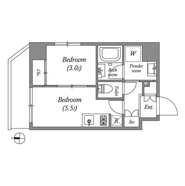 クオリタス住吉(1DK/3階)の間取り写真