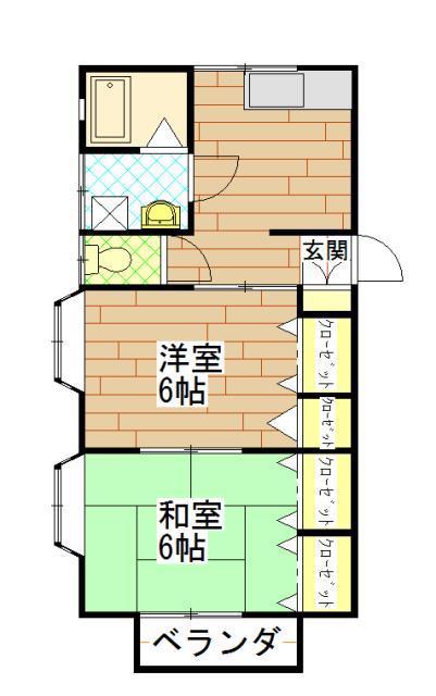 ドルフM(2K/2階)の間取り写真