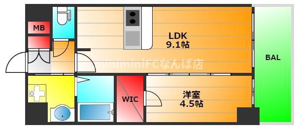 プレサンスドームシティコレーレ(1LDK/6階)の間取り写真