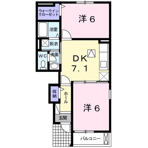 サンリットヴィラ(2DK/1階)の間取り写真