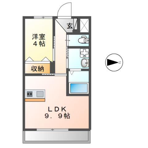 SERENOII(1LDK/2階)の間取り写真