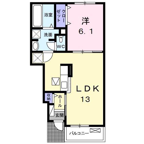 グリーンハウスWI(1LDK/1階)の間取り写真