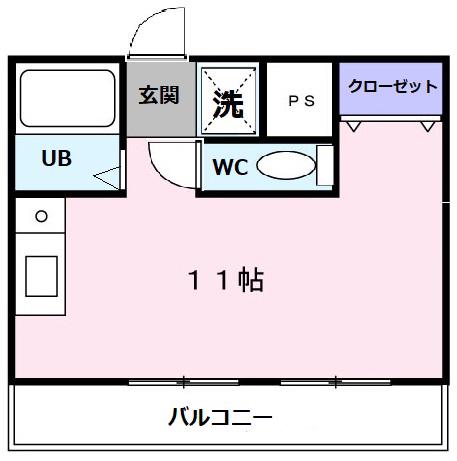 レインボーハウスみもみ(ワンルーム/1階)の間取り写真