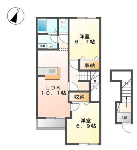 ウォーターミル七番館(2LDK/2階)の間取り写真