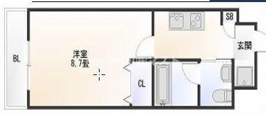 ハーベスト夕陽丘(1K/10階)の間取り写真