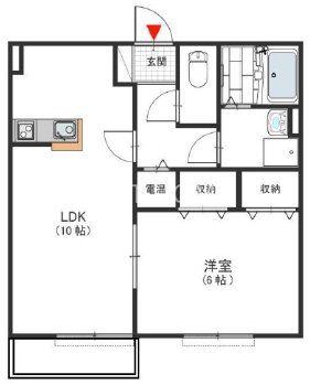 クオリア上之島町南(1LDK/2階)の間取り写真