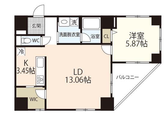 FULLHAUS(1LDK/7階)の間取り写真