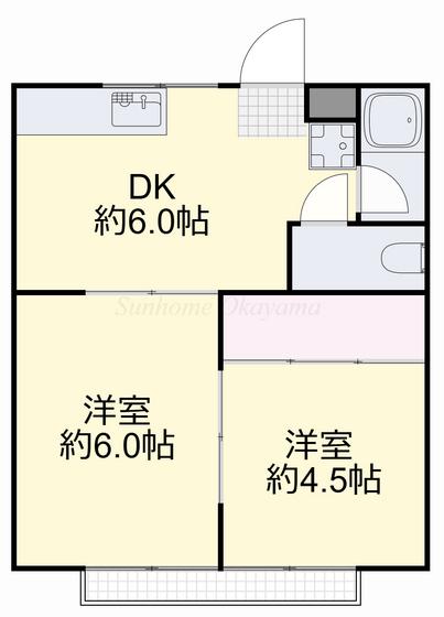 井上コーポ A棟(2DK/2階)の間取り写真