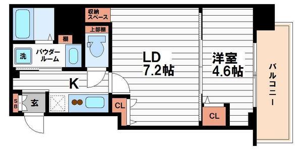 ヴィラ・セレーノ玉造本町(1LDK/11階)の間取り写真