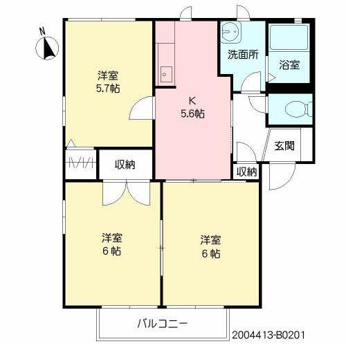 サクラージュ  B棟(2LDK/2階)の間取り写真