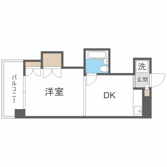 ノースタウンハウス(1DK/7階)の間取り写真