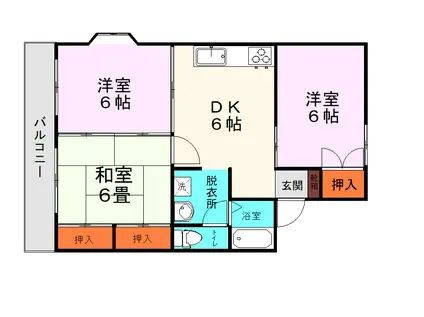 ハイム田園(3DK/2階)の間取り写真