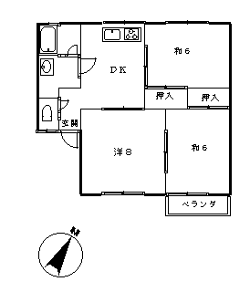 ジョイフルハイツ(3DK/1階)の間取り写真