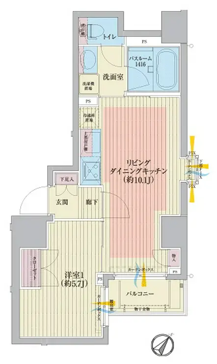 オープンレジデンシア日本橋人形町 7階階 間取り