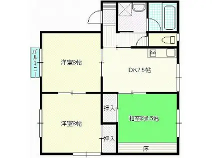 フローラル(3DK/1階)の間取り写真