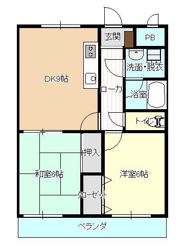 BELLO TAKADA(2DK/2階)の間取り写真