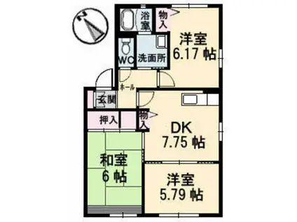 ディアスTANAKA C棟(3DK/1階)の間取り写真