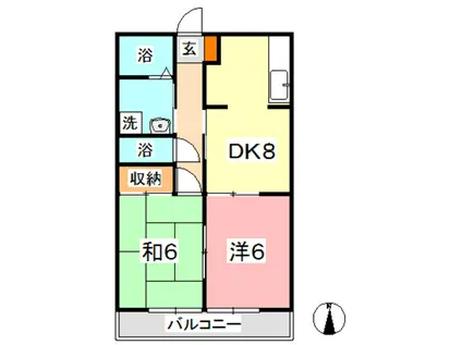 リバティ安原II(2DK/2階)の間取り写真