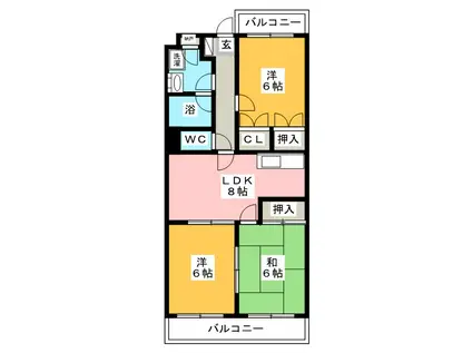 アムールヤマサ(3DK/3階)の間取り写真